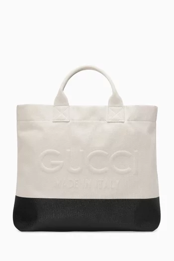 Embossed Logo Tote Bag in Canvas