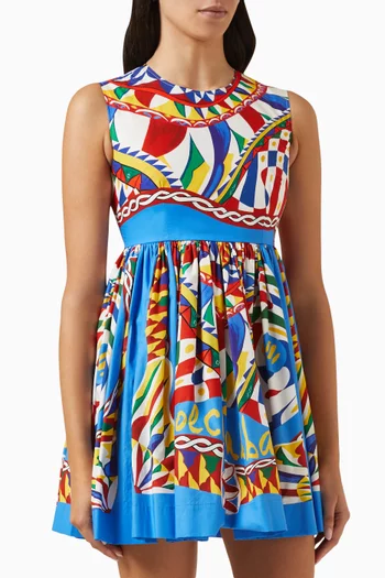 Carreto Print Mini Dress in Cotton Poplin