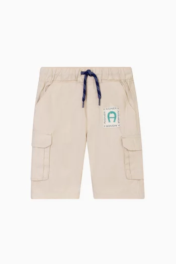 Logo-badge Bermuda Shorts in Cotton-poplin