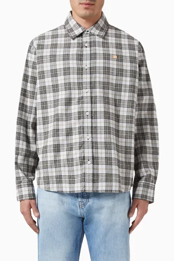 Flannel Check Button-up Shirt in Cotton