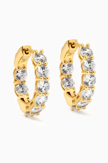 Mini Fancy Tennis Hoop Earrings in Gold-plated Sterling Silver