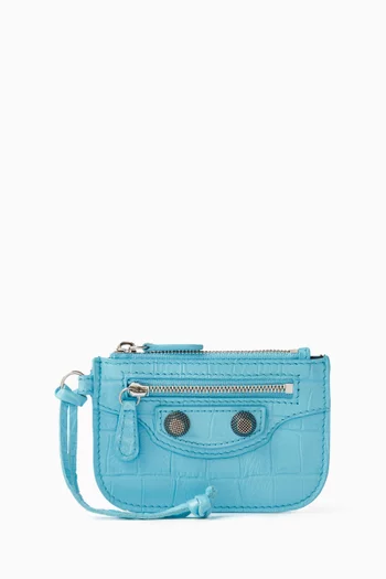 Le Cagole Coin Holder in Croc-embossed Leather