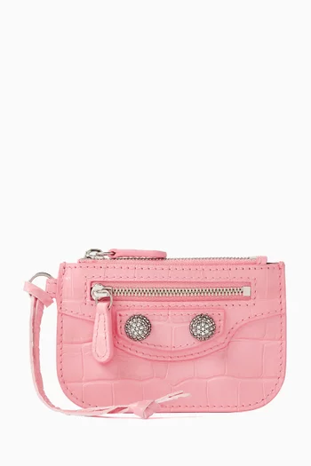 Le Cagole Coin Holder in Croc-embossed Leather