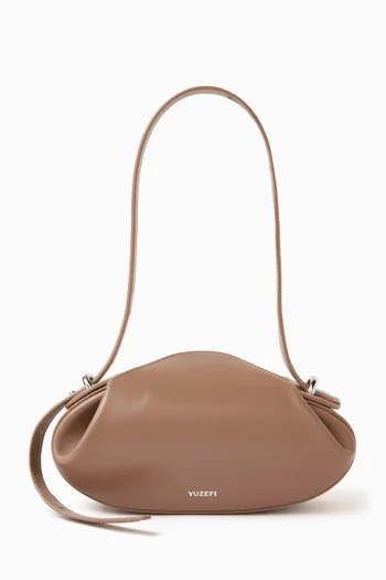 Small Dinner Roll Shoulder Bag in Smooth Leather