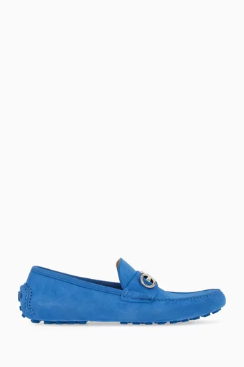 Gancini Ornament Driver Loafers in Suede
