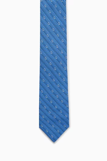 Gancini-print Tie in Silk Twill