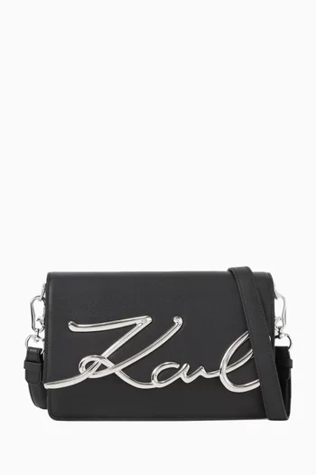 Medium K/Signature Shoulder Bag in Leather