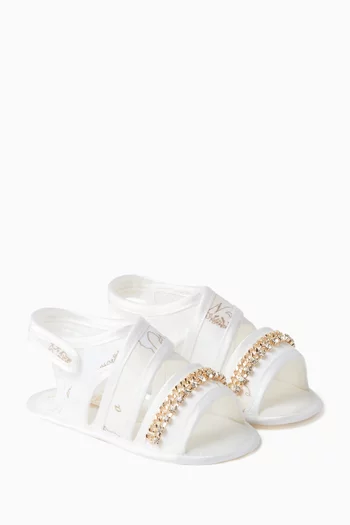 Crystal-embellished Sandals in Fabric