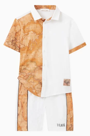 Map Print Shorts in Cotton