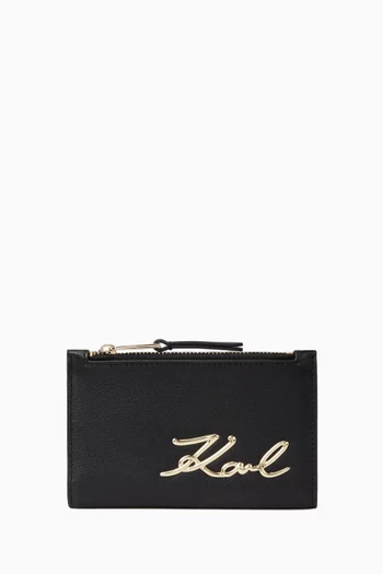 K/Signature Logo Bifold Wallet in Leather