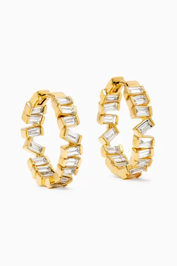 Stacked Baguette Diamond Hoop Earrings in 18kt Gold
