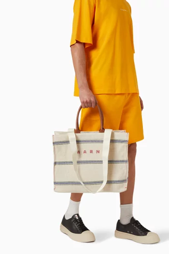 Striped Tote Bag in Cotton-canvas