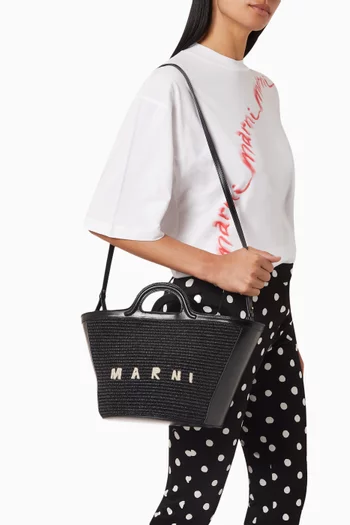Small Tropicalia Bag in Leather & Raffia-effect