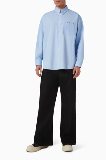 قميص بشعار الماركة قطن بوبلين