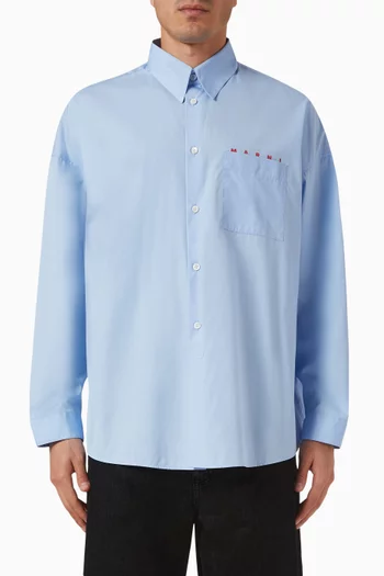 قميص بشعار الماركة قطن بوبلين