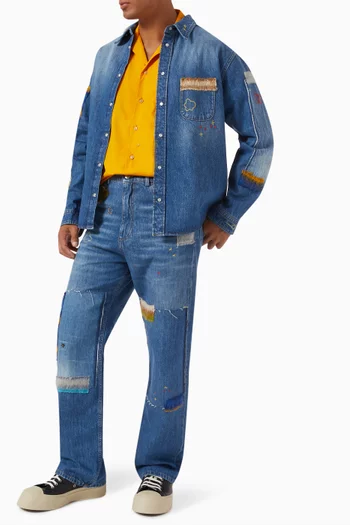 Patchwork Shirt in Cotton Denim