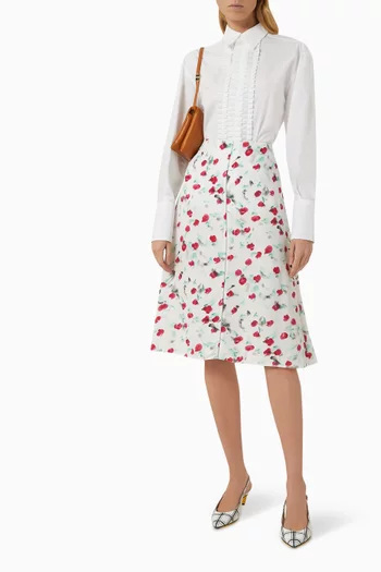 قميص بأشرطة كشكش بوبلين قطن