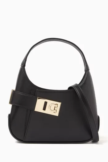 Mini Hobo Shoulder Bag in Brushed Leather