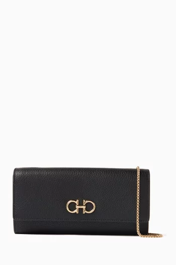 Gancini Wallet with Chain in Calf Leather