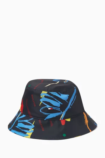 Kenzo Kids logo-print striped bucket hat - Red