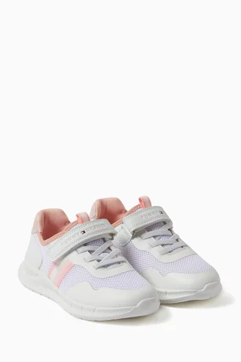 Stripes Low Cut Sneakers in Textile & Faux Leather