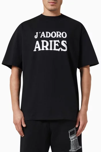 تي شيرت بطبعة عبارة J Adoro Aries قطن