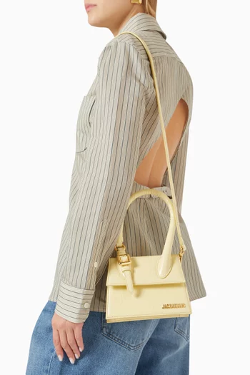 Le Chiquito Moyen Boucle Tote Bag in Croc-embossed Leather