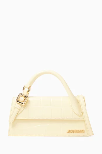 Le Chiquito Long Boucle Bag in Croc-embossed Leather