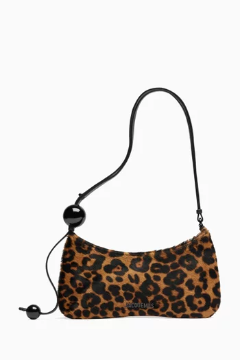 Le Bisou Perle Zip Shoulder Bag in Leopard Calf Hair