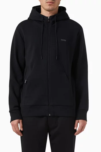 Saggy Zip-up Hoodie in Stretch-cotton