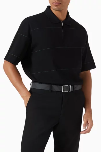 Reversible Check Belt in Leather