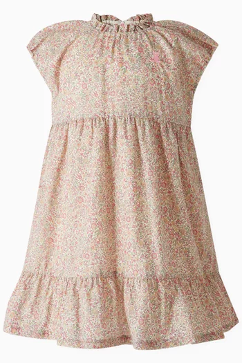 Floral-print Ruffle Dress in Cotton