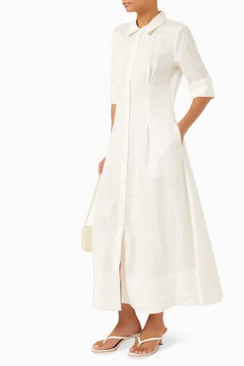 Claudine Shirt Midi Dress in Poplin