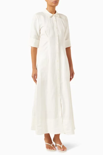 Claudine Shirt Midi Dress in Poplin
