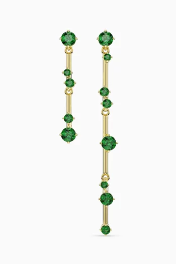 Constella Crystal Asymmetrical Drop Earrings in Gold-plated Metal