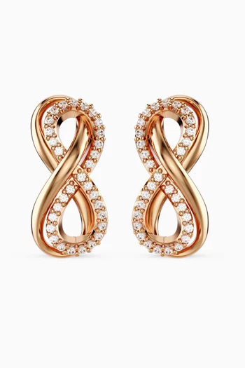 Infinity Crystal Stud Earrings in Rose Gold-plated Metal