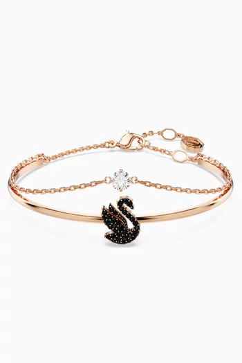 Iconic Swan Crystal Bangle in Rose Gold-plated Metal