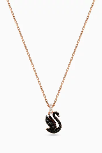 Iconic Swan Pendant Necklace in Rose Gold-plated Metal