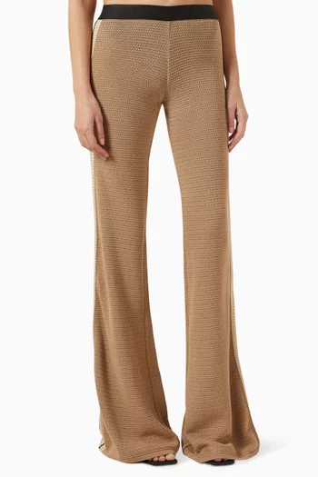 Logo-tape Flared Pants in Cotton Knit