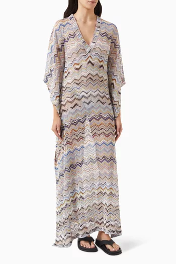 Chevron Long Cover Up Dress in Knit