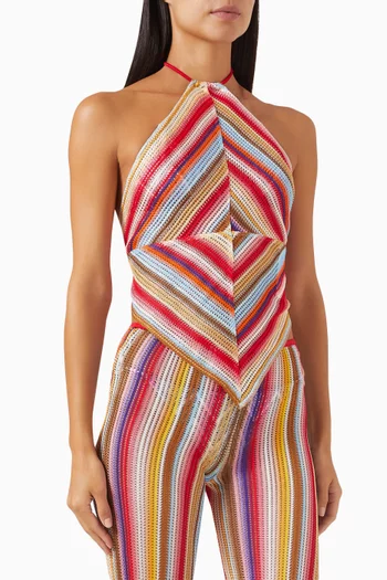 Striped Halter Top in Rayon