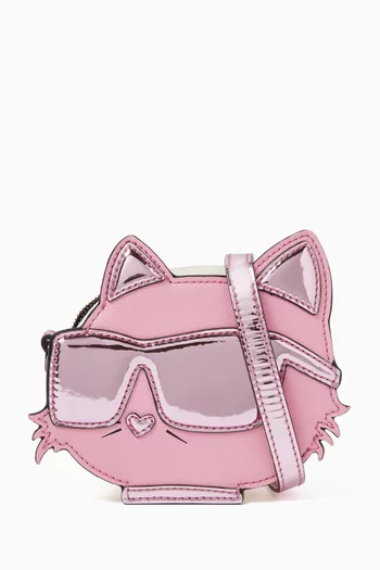 Choupette Metallic Shoulder Bag in Faux Leather