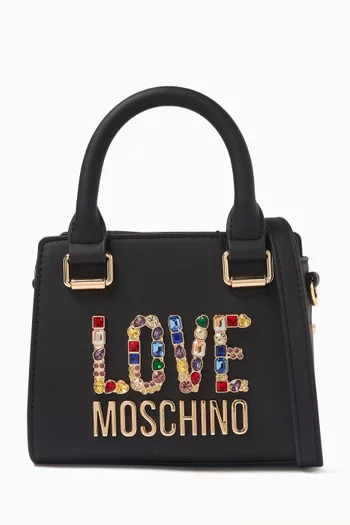 Logo Top Handle Bag in Faux Leather
