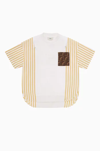 Striped Logo T-shirt in Cotton Jersey & Poplin