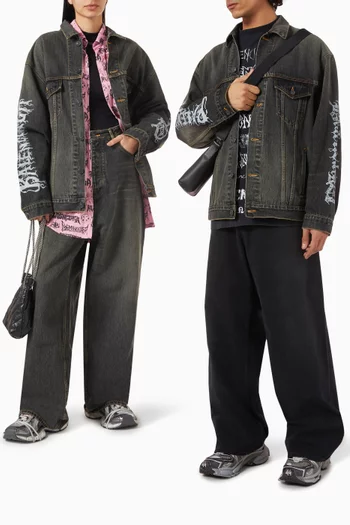 Unisex DIY Metal Large-fit Jacket in Japanese Denim
