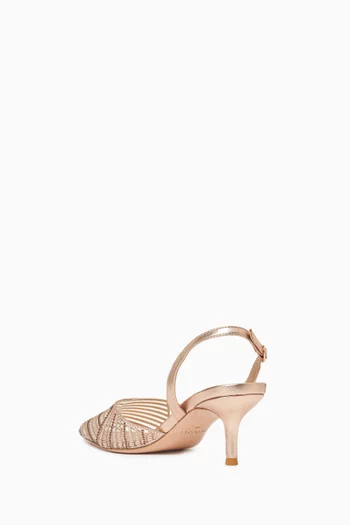 Clivia 50 Crystal Slingback Pumps in Leather