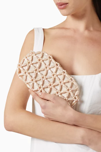 Tebea Clutch in Glass Beads & Satin