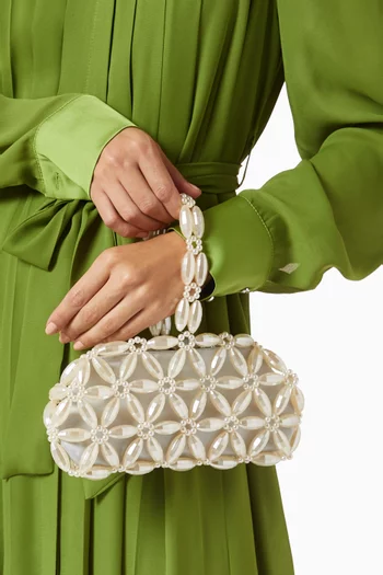 Tebea Clutch Bag in Acrylic Beads & Satin