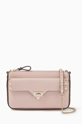 Rockstud Chain Pouch in Grainy Leather