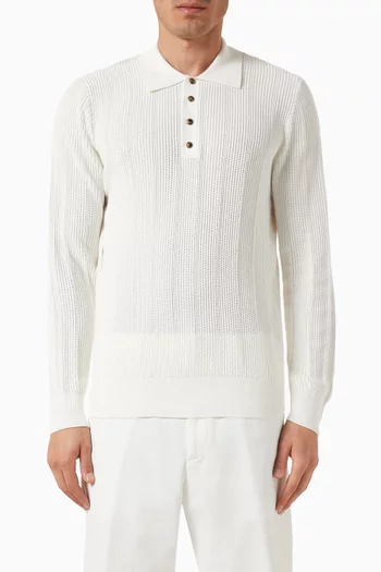Polo Shirt in Cotton Rib-knit